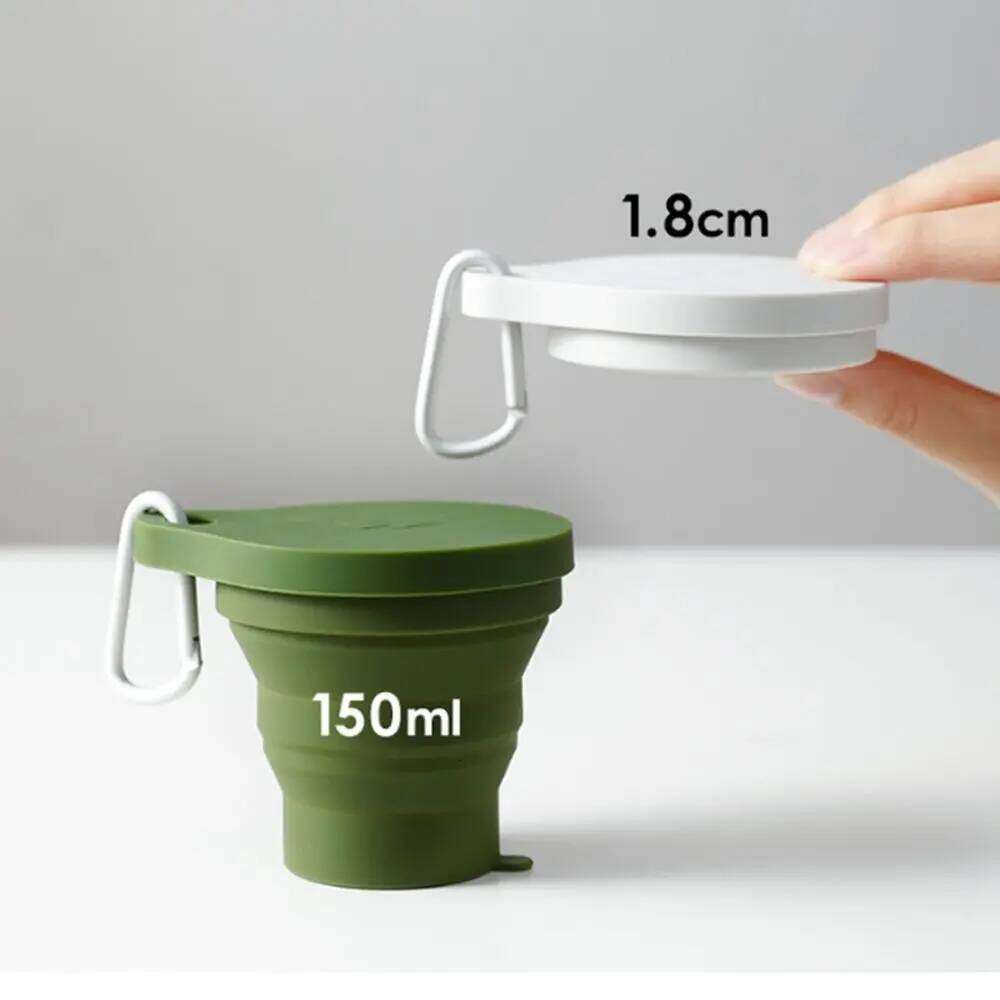 Portable 150ML Camping Outdoor Travel Teacup With Lid Folding Coffee Mugs Drinking Mug Retractable Cup Z260202
