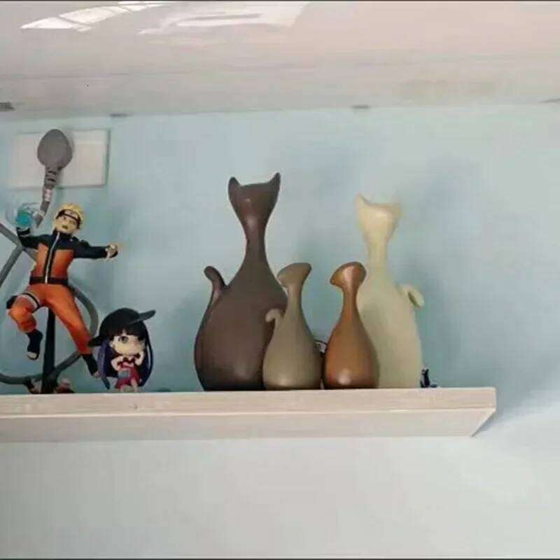 Nordic Ins Glaze Ceramic Ornaments 3/4pcs Porcelain Cat Family Decorations Home Cabinet Animals Figurines Y260202