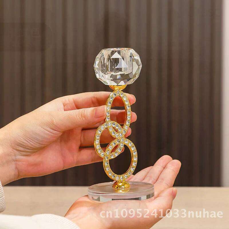 2-Piece Metal Candlestick Set - Gold/Silver Romantic Atmosphere Create Home Decorations Crystal Ornaments Y260131