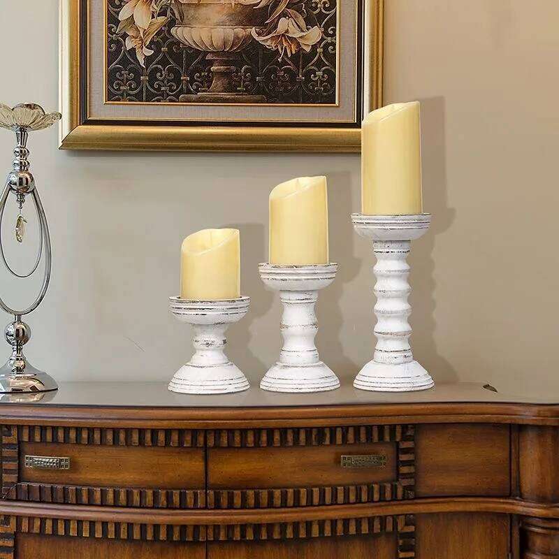 3PC Set New Style Retro Wooden Container Desktop Decoration Home Decor Wedding Candle Holder Festival Gift Y260131