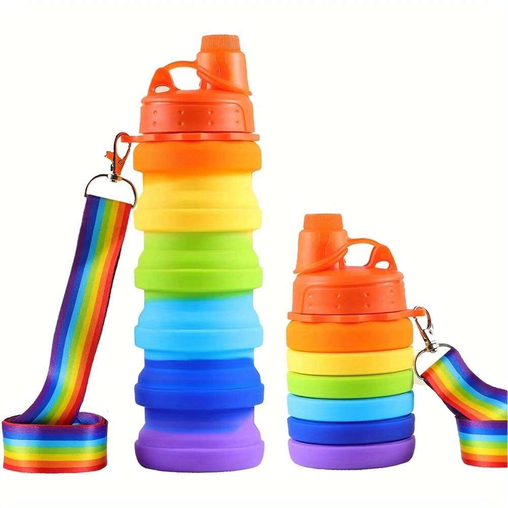 Collapsible Silicone Sports, Reusable Foldable Water Bottle With Strap For Travel, Camping, Hiking Z260202