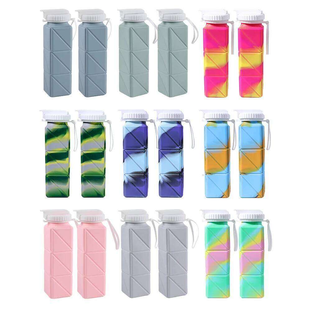 2Pcs 620ml Lightweight Sports Bottle Leak-Proof Silicone Folding Water Reusable Retractable Drinking Cup for Outdoor Travel Z260202