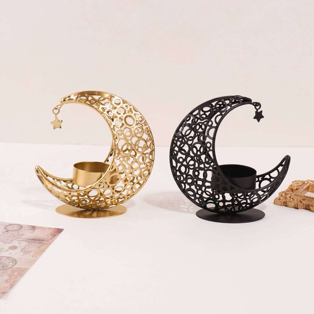 Ramadan 3D Moon Romantic Light Desktop Candle Holder, Eid Home Decor Ornament, Exquisite Gift Y260131