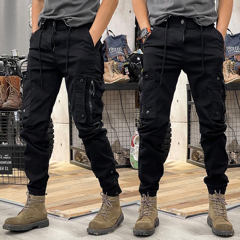 Spring and Autumn American workwear pants for men straight leg functional outdoor tactical casual pants for men leg tied pants for men 240909