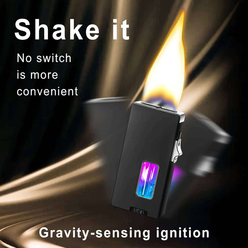 Shake Vibrating Ignition Extra Wide Open Flame Lighter, Transparent Gas Window, Creative Men's Gifts W260202