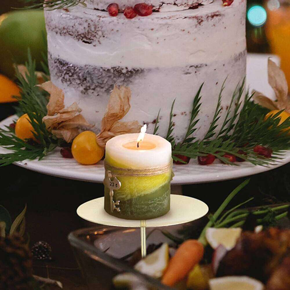 4pcs Candlestick Holders Holder Golden 6cm Pillar Plate Fixing Tea Light Stand Home Decoration Y260131