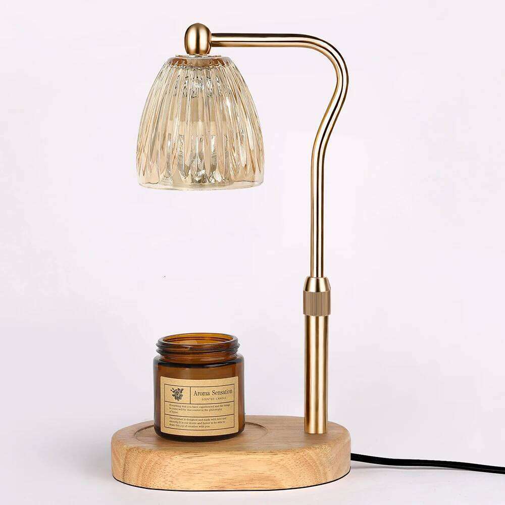 Lamp Soft Light Modern Glass and Wood Base Aromatherapy Candle Warmer Home Decor for Cozy Relaxing Ambiance Y260131