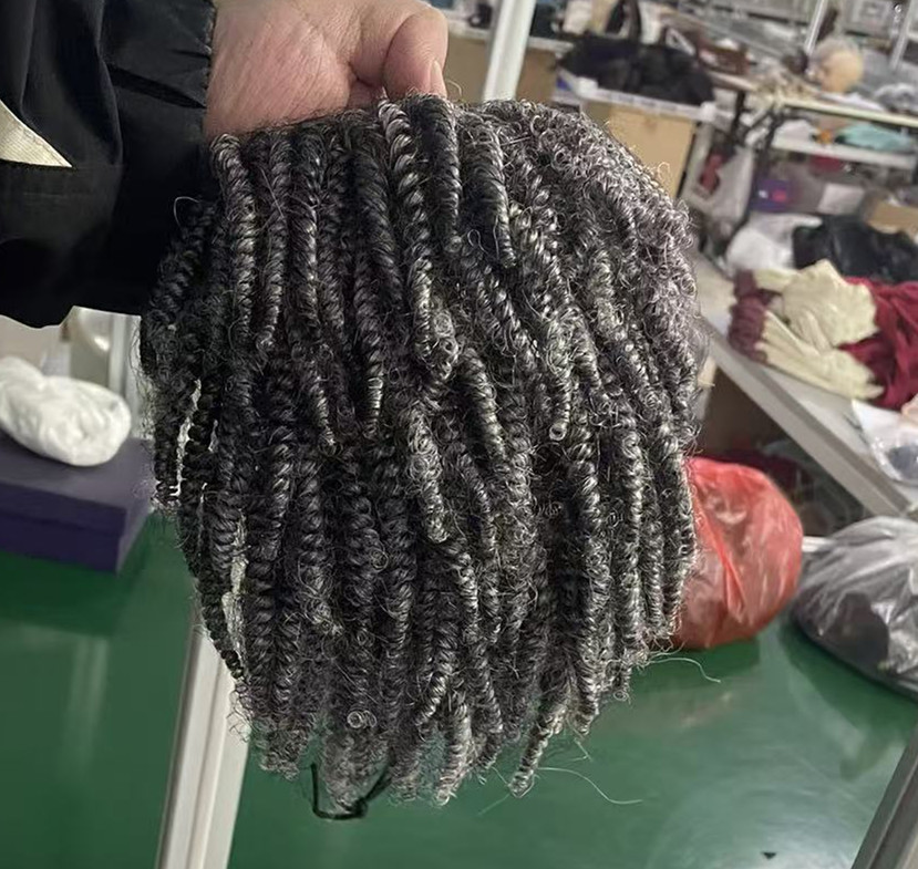 100% real hair gray puff afro ponytail hair extension clip in Remy afro kinky curly drawstring ponytails grey hair extension 120g