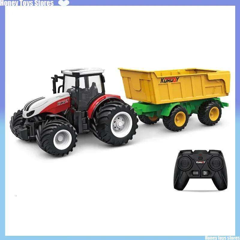 Inertia Tractor Trailer With Headlights Toy Set 1:24 Car Truck Farm Simulation Child's Birthday Christmas New Year Gift Y260131