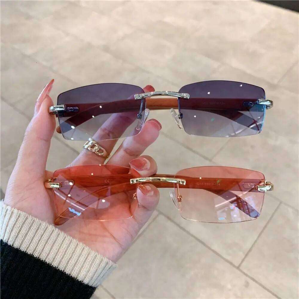 Trendy Punk Sunglasses Rimless Rectangle Sun Glasses for Men Women 2024 Fashion UV400 Driving Shades Frameless Gradient Eyewear H260202