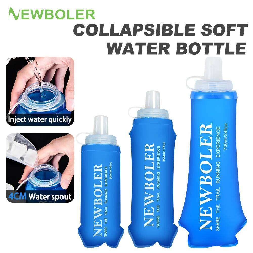 NEWBOLER 300/500/700ML TPU Folding Soft Outdoor Sport Bag Collapsible Water Bottle Running Camping Z260202