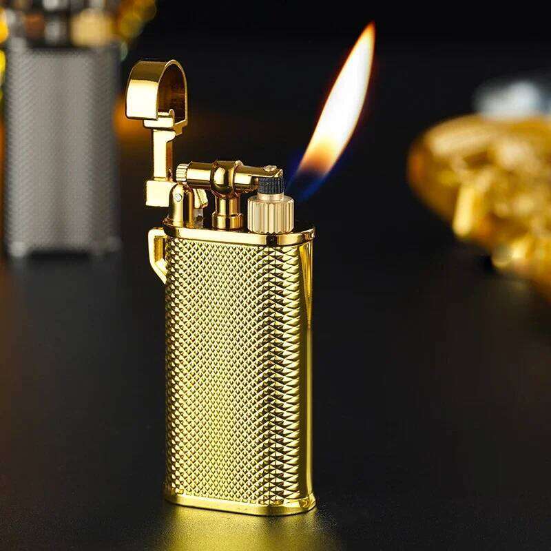 New Retro Metal Relief Inflatable with Grinding Wheel Portable Butane Gas Open Flame Outdoor Lighter Men's Gift W260202