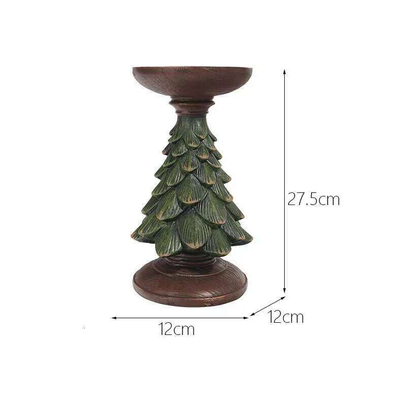 Christmas Tree Ornaments Ins European Style Home Living Room Desktop Decoration Crafts Wooden Candle Holder Y260131