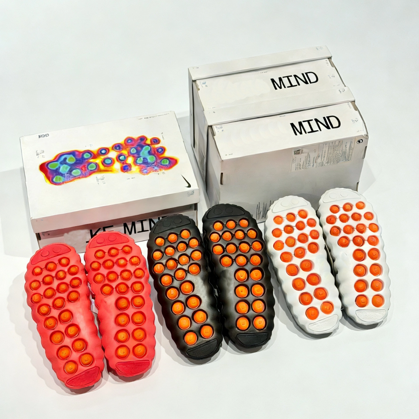 Mind 001 002 slides Sports Men's Pregame Mules Pre-match Daily Outfit Triple Black Tech Comfortable Bone Solar Red Black Chrome Light Smoke Grey AAA