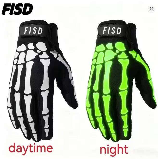 FISD DH MX Long Finger Gloves All-Season Christmas gift Night Light Ghost Claw Anti-Slip Durable for Off-Road Motorcycle gloves XJ260202