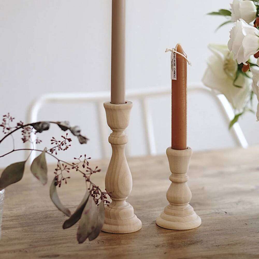 Wooden Candlesticks Unfinished DIY Classic Craft Candle Holders for Paint or Living Room Home Wedding Holiday Decorations Y260131