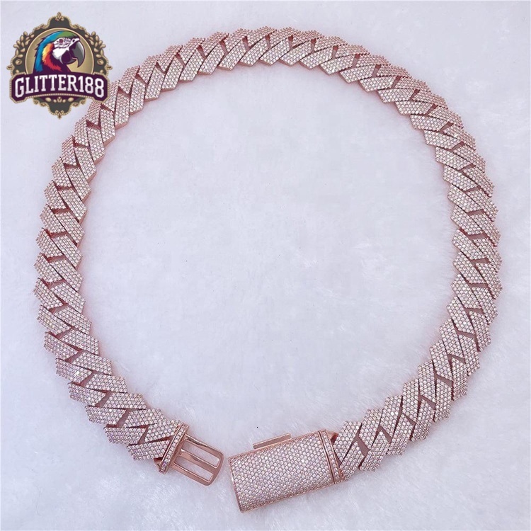 Custom VVS Moissanite Big Hip Hop Mens Rapper Diamond Chain Pendant Necklace Prong Choker Cuban Link Chain 20MM