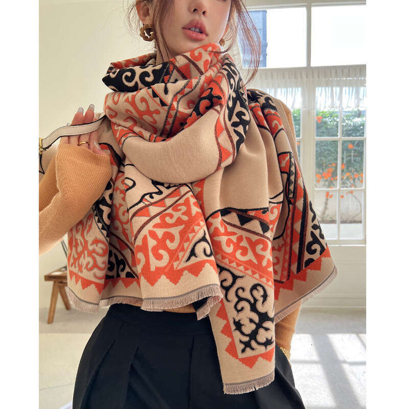 Autumn Winter Thickened Warm Scarf for Women Korean Version Imitation Cashmere Shawl Neck Warmer Dopamine Dual-use