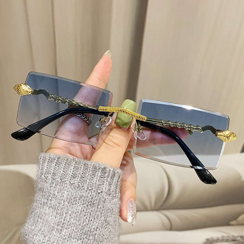 Snake Sunglasses Shaped Rimless Metal Frame with 1 UV Protection for Outdoor Driving and Street Style Gift High Quality Texture