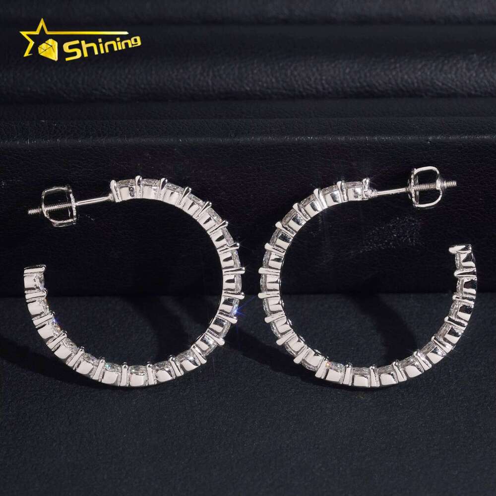 Hot Selling 925 Sterling Silver Fashion Jewelry Pass Diamond Tester Hoop 3Mm Women Moissanite Earrings