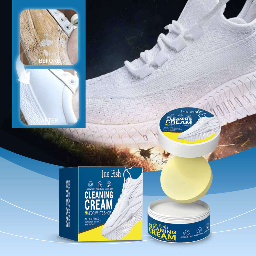 Jue-Fish White Shoe Cream Sports Canvas Shoes No-Wash Surface Stain Removal Multi-Functional Cleaning Paste S260202