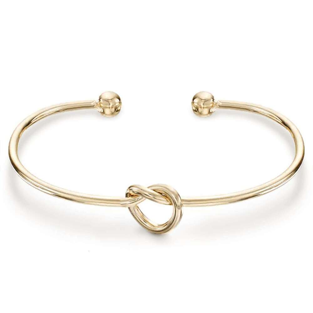 Knot Heart-Shaped C-Link Stainless Steel Bracelet Open-Style Non-Fading Titanium Steel Jewelry 18K Gold-Plated Women's Style