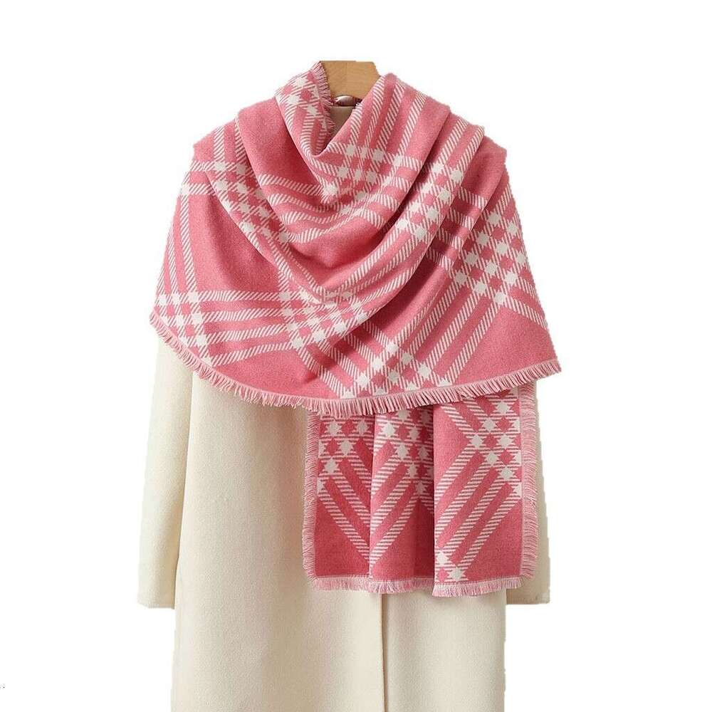 Double-Sided Plaid Korean Style Atmosphere Warm Thickened Scarf for Women Autumn Winter Versatile Four-Sided Faux Cashmere