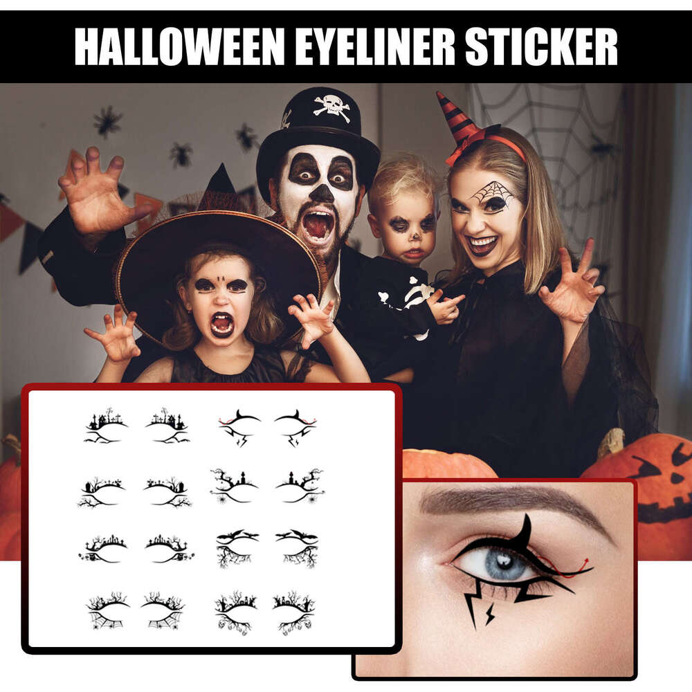 EELHOE Halloween Horror Fashion Party Makeup Tools Bat Spider Decorative Eyeliner Eyeshadow Stickers S260202