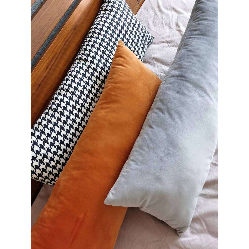 Rectangular Decorative Throw Pillow 30*70cm/35*90cm Solid Color Velvet Waist Pillowcase Bedside Cushion Cover of Bedroom