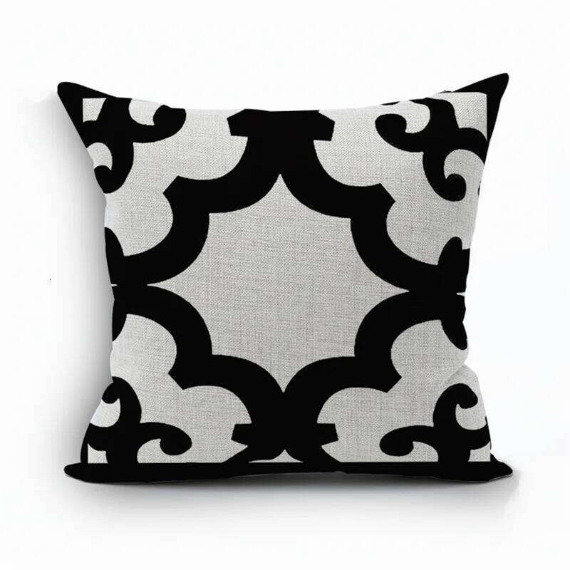 Modern Home Decorative Throw Pillow Case Simple And Elegant Black White Polyester Cushion Cover Capa De Almofadas For Sofa