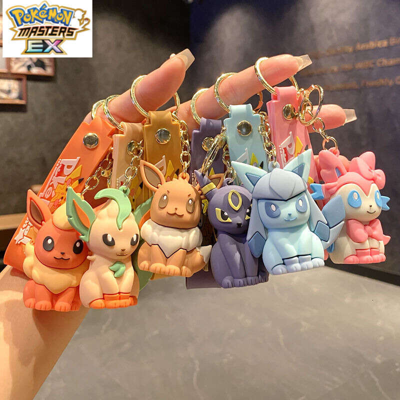 New Pokmon Cross-Border Eevee Cartoon Pikachu Keychain Creative Couple Gift Cute Car Bag Pendant L260203
