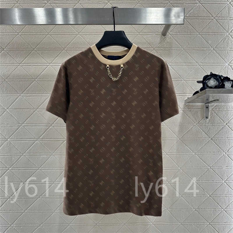 t shirt summer tshirts designer t shirt women clothes Classic Old Flower Full Logo Print Round Neck Chain Short Sleeve tops luxury tshirt