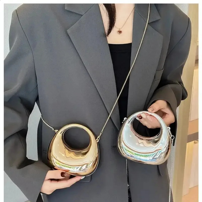 Mini gold Evening Bag - Acrylic Clutch BagWith detachable chain shoulder strap and magnetic closureShiny Party 251222