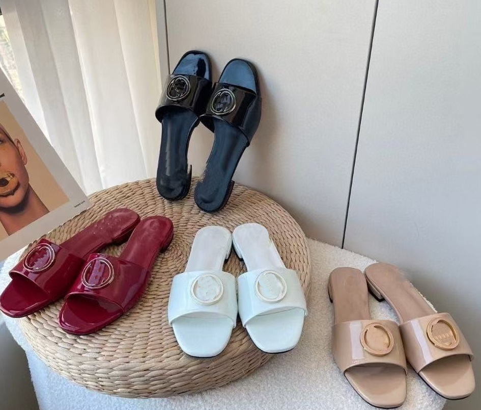 Designer Slippers Slides Classic Slippers Beach Summer Lazy Fashion Flat Sandal Luxury Summer Lady Leather Flip Flops Men Women 35-42