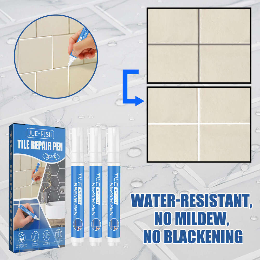 Jue-Fish Bathroom Floor Gap Waterproof Anti-Mold Beautifying Tile Repair Grout Pen S260202
