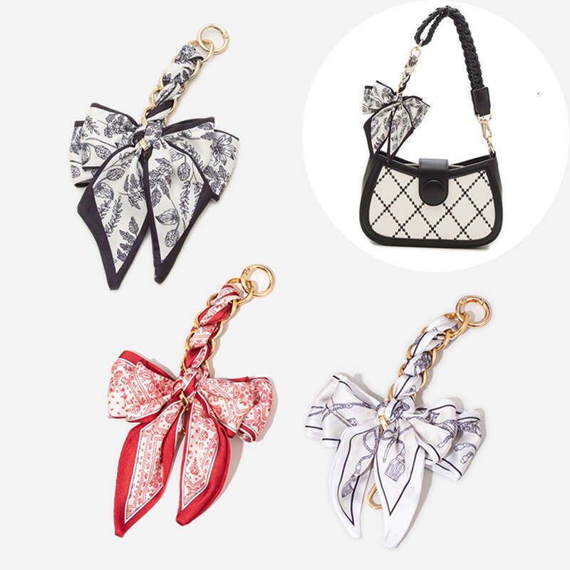 Silk Scarf Handwoven Extension Ins Underarm Shoulder Metal Strap Women Retro DIY Short Bag Chain