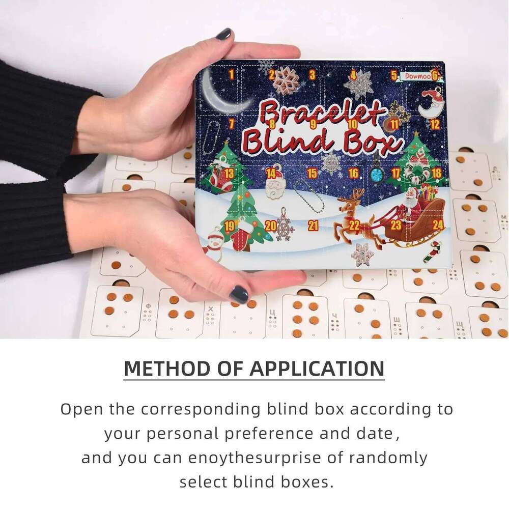 Dowmoo Christmas Advent DIY Bracelet 24 Grid Calendar Bell Accessories Blind Box S260202