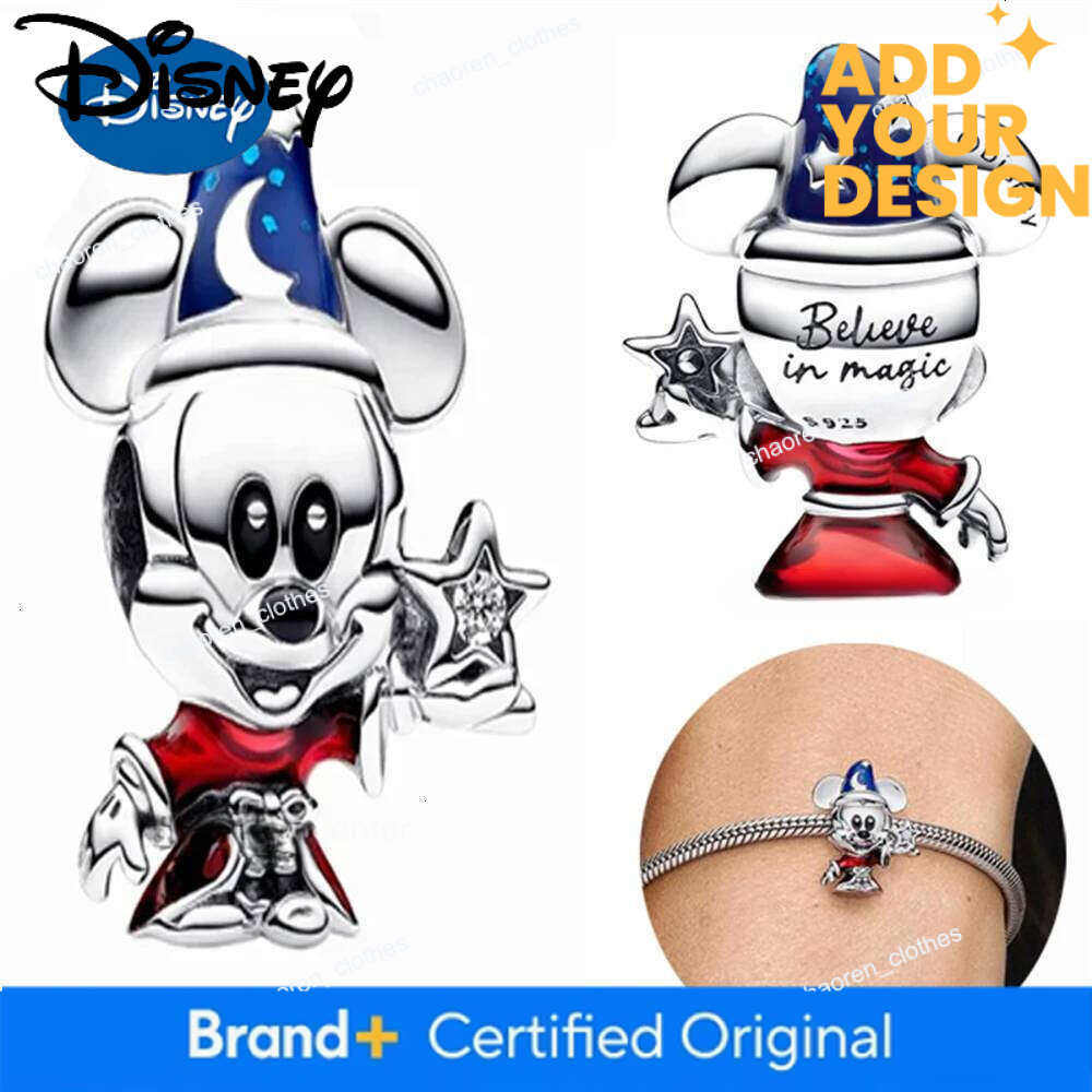 Disney New 925 Silver Miniso Mickey Mouse Coffee Mug Hair Band Pendants Charms Beads Fit Original Bracelet DIY Jewelry For Women H260108