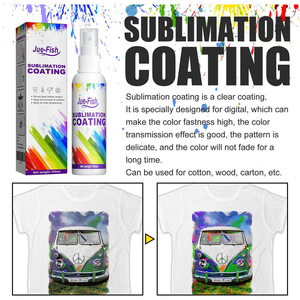 Jue-Fish Sublimation Coating Spray Clothing Iron-on Heat Transfer Wear-resistant Stain-resistant Multi-purpose Good Adhesion S260202