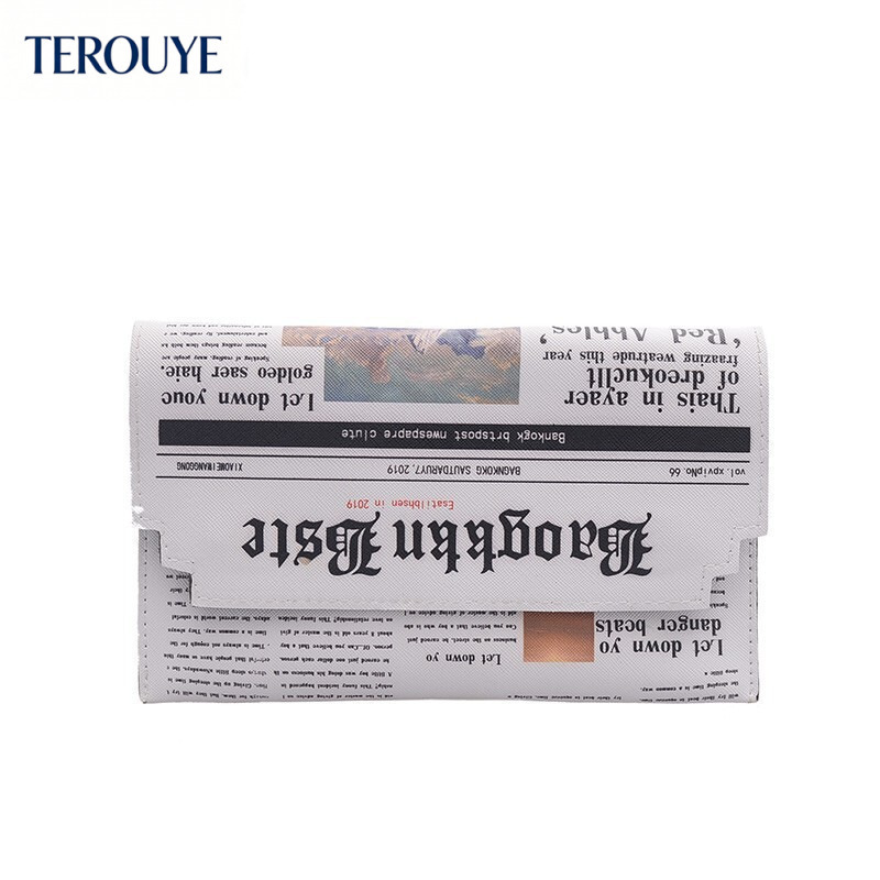 TEROUYE autumn new fashion Korean style personalized newspaper style niche design iron chain retro casual crossbody bag shoulder bag - view 6