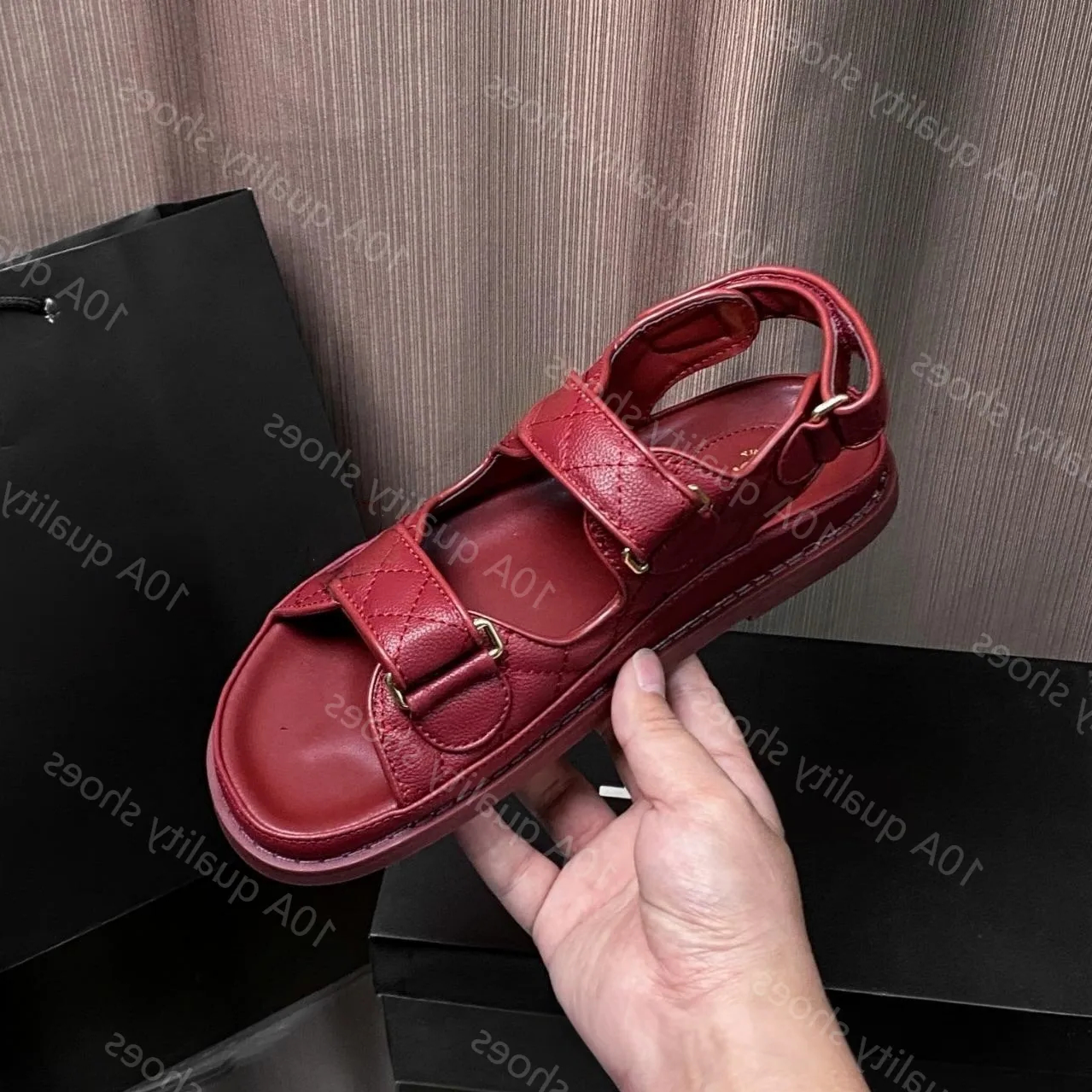 Designer Woman Sandals Slingback Dad Sandal womens Leather Calf quilted backless Slides Summer sandales luxury Sandles for women Beach Strap sandalias size 42