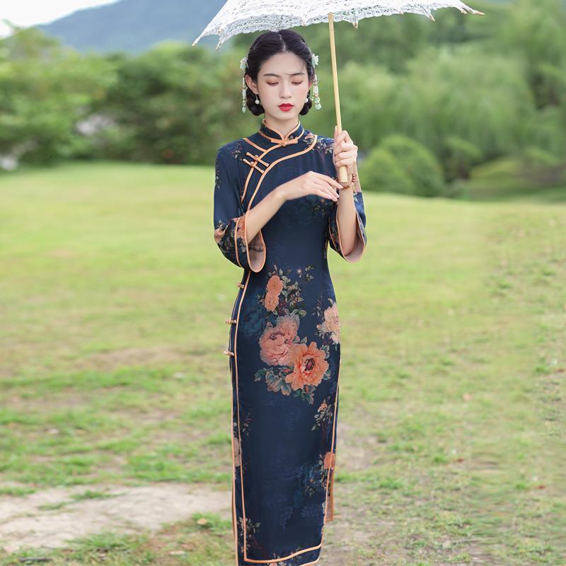 The 2026 New Designer's New Chinese Style Improved Cheongsam Dress Is Suitable For Summer Women To Wear, With A Slim Fit Waist And Long Skirt Cov