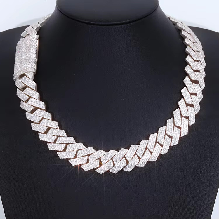 8mm 10mm 12mm 15mm Width Hip Hop Iced Out Real Solid 925 Silver VVS Moissanite Chains Cuban Link Chain