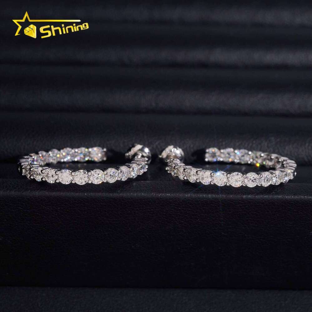 Hot Selling 925 Sterling Silver Fashion Jewelry Pass Diamond Tester Hoop 3Mm Women Moissanite Earrings