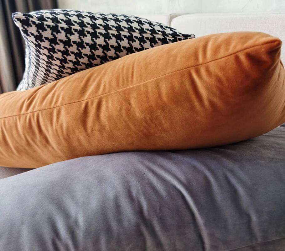 Rectangular Decorative Throw Pillow 30*70cm/35*90cm Solid Color Velvet Waist Pillowcase Bedside Cushion Cover of Bedroom