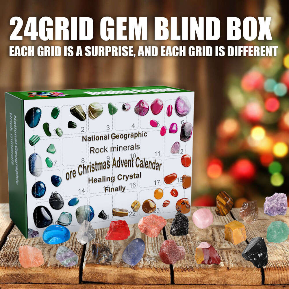 Dowmoo 24-Grid Surprise Blind Guess Toy 24-Day Countdown Treasure Mineral Christmas Gift Box S260202