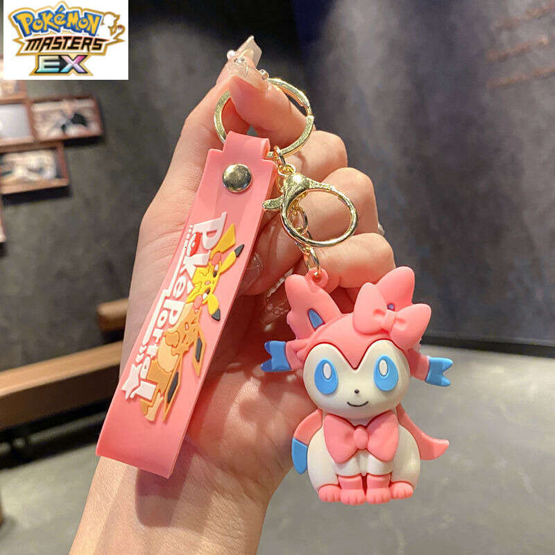 New Pokmon Cross-Border Eevee Cartoon Pikachu Keychain Creative Couple Gift Cute Car Bag Pendant L260203
