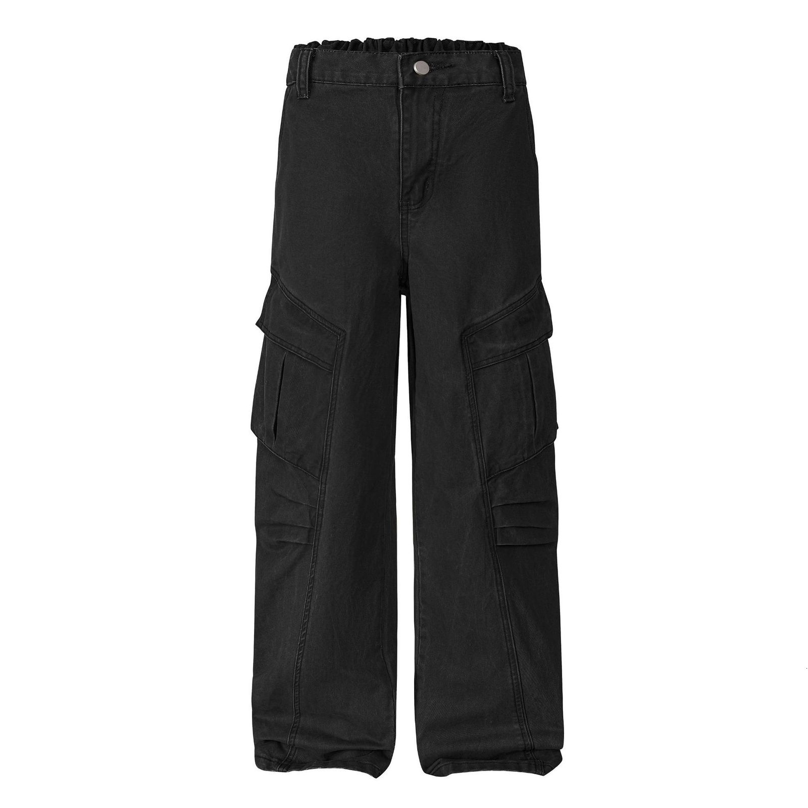 Y2K Retro White Jeans Pocket Versatile Holes Ruched Biker Denim Pants Fashion High Street Streetwear Unisex Baggy Pants 250919