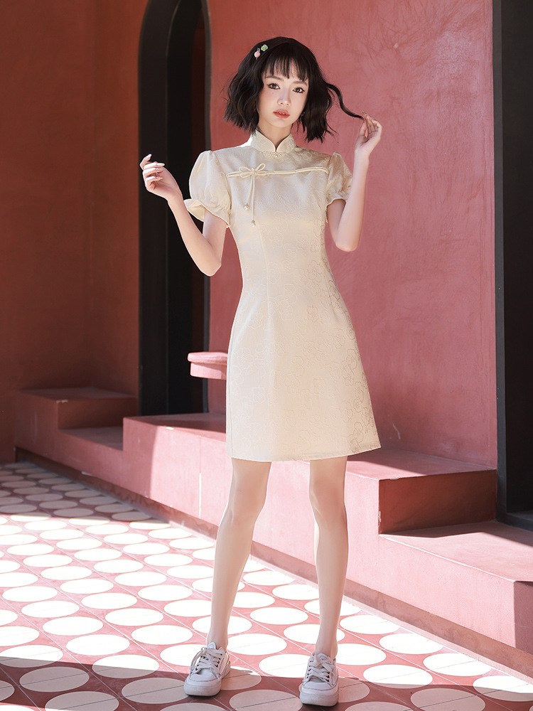 Designer Black Lace Daily Short Style Improved Cheongsam 2025 New Style Young Women's Sexy Small Fashion Sexy Dress Summer