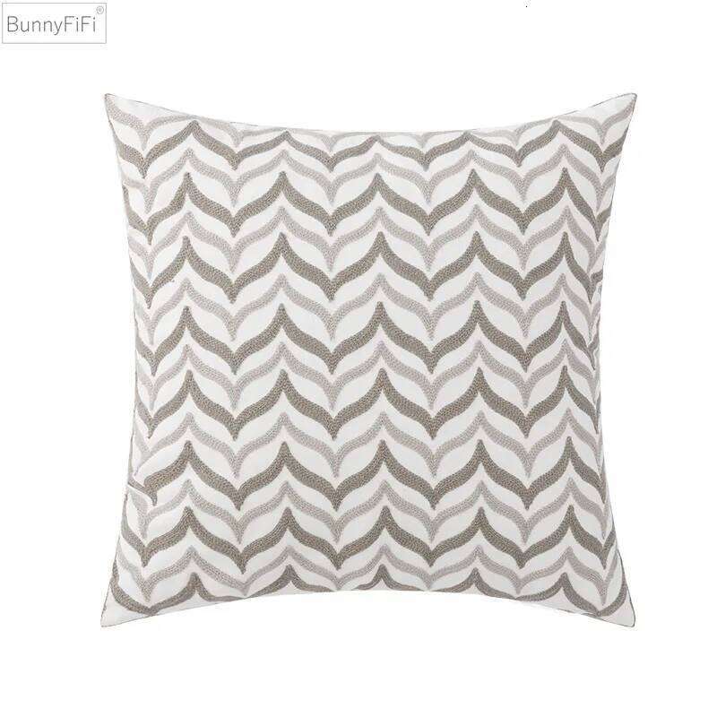 Home Decor Black Grey Cushion 45x45cm Geometric Embroidery Pillow Cover Soft Cozy for living Bed Room